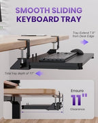 Ergonomic Mouse & Keyboard Tray Under Desk, 20x11.8 in Board, Black - Image 3