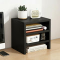 Solid Wood Monitor Stand Riser & Laptop Stand Desk Organizer - Office Accessories for PC Workspace, Computer Organization, Countertop Hutch Black 9.9x7.9x9in by Unknown