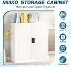 MIIIKO Metal Lockable Storage Cabinet, Small Metal Garage Storage Cabinets with Doors and Shelves for Home Office,Garage - Image 3