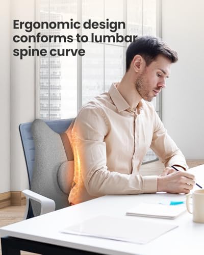 CILI Back Lumbar Support Pillow for Office Chair, Desk Chair Lumbar Back Support with Massage & Heating Function, Memory Foam Lumbar Pillow for Home Office Use - Image 2