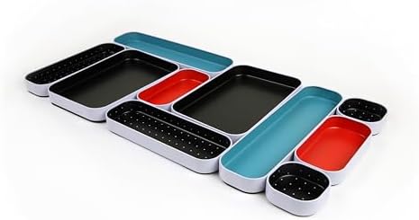 Three by Three Seattle Metal Drawer Organizer Tray Set, 10-Pc, 1" (Multi) by ThreebyThreeSeattle