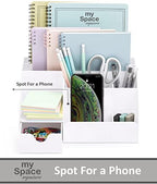 White Desktop Organizer - 9 Compartment Office Desk Accessories Organizer - Pen Holder - Image 2