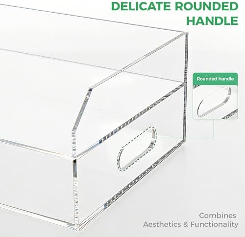 Paper Tray Organizer for Desk, 2 Tier Acrylic Desk Organizers and Accessories, One-Piece Integrated A4 Paper Organizer with Handles, Crystal-Clear Letter Tray & Compact Office File Holder - Image 5