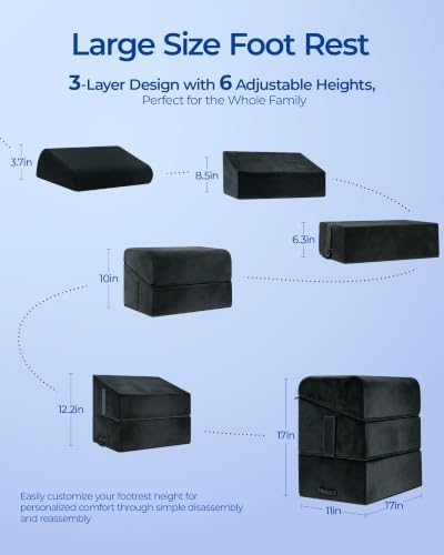 Kayfia Adjustable Heights Foot Rest for Under Desk at Work, Black - Image 2
