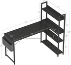 Treesland 55 Inch Small L Shaped Desk, Corner Desk with Bookshelf, Home Office Desk, Writing Study Desk for Bedroom, Black - Image 3
