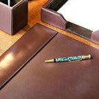Luxury Bonded Leather Desk Blotter for Writing with Raised Side Rails, 30 x 18, Brown - Image 2