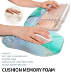 2-in-1 Ergonomic Set, Wave Keyboard Wrist Rest and Massage Slope Mouse Pad Wrist Support, Rebound Memory Foam for Relieve Carpal Tunnel Syndrome and Wrist Pain (Green Gold Marble) - Image 4
