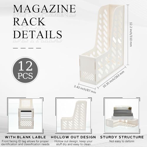 Glenmal 12 Pack Magazine File Holder Organizers Vertical Desk, White - Image 2