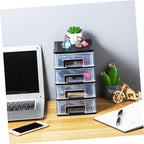 Angoily 4 Drawer Desk Organizer, Plastic Home Office Storage Organizer, Makeup Organizer Storage Station Cube, Cosmetics Jewelry Storage Box, 4 Drawer for Bathroom, Desk, Office (8.31x5.98x9.92 Inch) - Image 2
