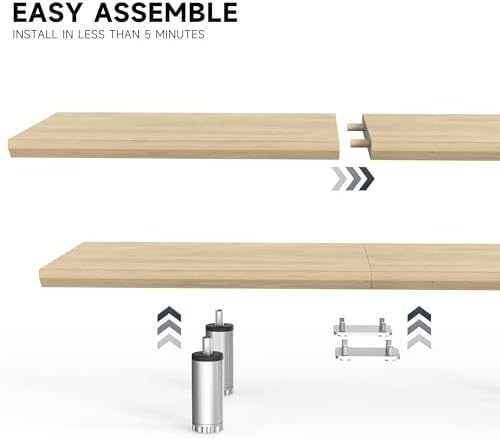 Fenge 39.4” Dual Monitor Stand with Height Adjustable Legs, Oak - Image 2
