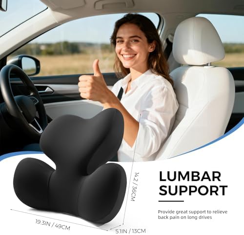 BEBAS Ergonomic Memory Foam Lumbar Support Pillow for Car, Black - Image 2