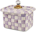 MACKENZIE-CHILDS Enamel Recipe Box, Purple-and-White Violet Check by Unknown