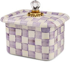 MACKENZIE-CHILDS Enamel Recipe Box, Purple-and-White Violet Check by Unknown