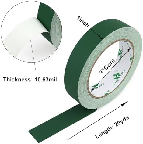BOMEI PACK Dark Green Gaffer Tape, Matte Non-Reflective, 1inch x 20yds No Residue Hand Tear Self-Adhesive Tape for Labeling, Cable, Stage, Photo Studio, Painters and Duct Repair, 3 Pack - Image 3