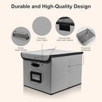 File Storage Box with Lid, 15.55x12.87x10.43 Inches, Foldable Organizer with Handles & Label Slot, for File Storage, Home, Office, and Closet Organization(4 Packs, Grey) - Image 4