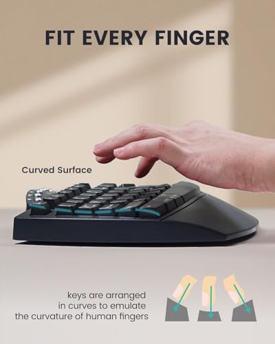 Perixx PERIBOARD-512B Wired Ergonomic Keyboard - Split Keyboard, Wrist Rest, Natural Typing - Wired USB Connectivity - US English - Black - Image 5