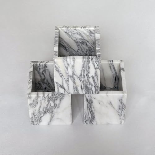 Natural Marble Stone Square Storage Container Empty Vessel Holder Cup for Candle/Pens/Sundries items (Arabescato White) - Image 6