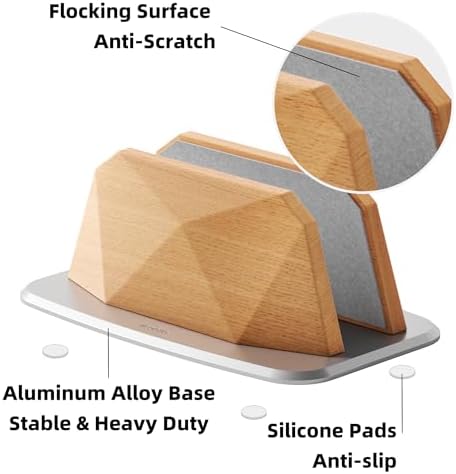 AFOOYO Vertical Laptop Stand - Wooden Adjustable Laptop Holder,Desktop Dock Compatible with All MacBook, Surface,Chromebook,Dell & More(Beechwood) - Image 4