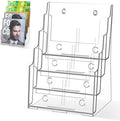 PPH-Sisy Acrylic Brochure Holder 8.5 x 11 inch, 4 Tier Magazine Stand Clear Literature Organizer Pamphlet Holder with Removable Divider for 4 x 9 inch Brochures for Wall Mount or Desktop by PPH-SisyPurchaseNow