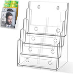 PPH-Sisy Acrylic Brochure Holder 8.5 x 11 inch, 4 Tier Magazine Stand Clear Literature Organizer Pamphlet Holder with Removable Divider for 4 x 9 inch Brochures for Wall Mount or Desktop by PPH-SisyPurchaseNow
