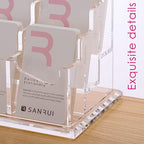SANRUI Vertical Business Card Holder for Desk，Clear Acrylic Business Card Display Stand，6 Slots 3 Tier ，Holds 300 Cards - Image 5