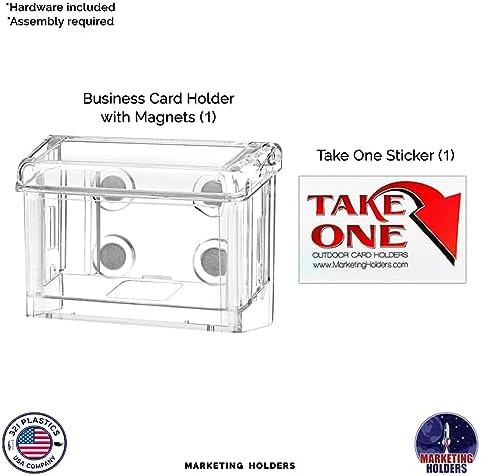 Marketing Holders 2 Pack Magnetic Outdoor Business Card Holder Metal Mount Mobile Marketing with Hinged Lid and Take One Sticker Clear Acrylic Card Box - Image 3