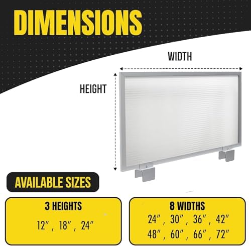 OBEX Screen & Office Panel Extender Polycarbonate Desk Privacy Panel & Divider for Office Cubicle, 12" x 24", Translucent - Image 2