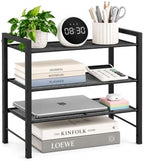 Desktop Shelf Organizer, 3-Tier Office Storage Rack, Adjustable Metal Bookshelf for Top of Desk, Desk Organizer for Office, Home, Dorm and Small Spaces (Black) by HOME