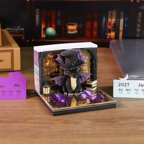3D Calendar 2027, Unique 3D Memo Pad Tear Away Time Piece Calendar, Fun DIY Paper Carving Art 3D Desk Calendar Notepad Gift for Christmas, New Year (Divine Dragon) - Image 2