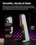 RGB Gaming Headset Stand with 2 USB and 1 Type-C Ports, Game Headphone Mount for PC Computer, Xbox One, Xbox Series S/X, PS5, PS4, Earphone Holder Hanger, Desk Gamer Accessories, Black&White - Image 5