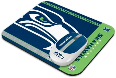 SOAR NFL Official Established Primary Logo Wordmark Home Office Wireless Mouse and Mouse Pad 9.75" x 7.75" (Seattle Seahawks) by SOAR