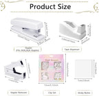 Office Supplies,Desk Accessories,Stapler and Tape Dispenser Set,1000 Staples,Staple Remover,Pen Holder,Folding Phone Holder,Journal Notebook,Ballpoint Pen,Scissor,Ruler,Clear Tape,Sticky Notes,Ect - Image 6