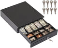 Volcora Electronic Cash Register Drawer for Point of Sale (POS) System, 5 Bill/8 Coin, 16" with Adjustable Coin Slots, 12-24V, RJ11/RJ12 Key-Lock, Media Slot, Black by Volcora