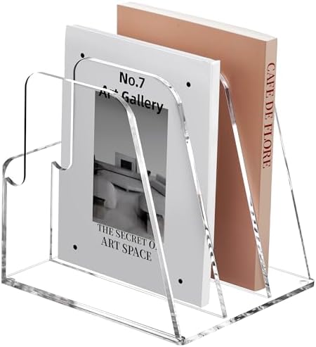 SANRUI Clear Acrylic Magazine File Holder Vertical Desk Organizer 3-Slot by SANRUI