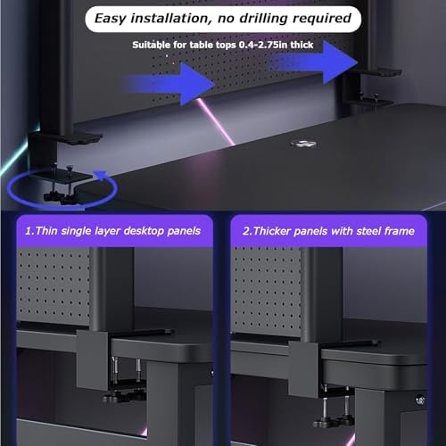 Clamp On Desk Organizer Shelf, BLACK Desk Extender Pegboard Workstation,Computer Desk Accessories for Office, Privacy Panel for Gaming Desk,23.6/31.4/39.3in Desktop Shelving System (, 80cm/31.4in) - Image 4