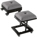 VECELO Foot Rest Under Desk at Work, Height Adjustable Rolling Foot Stool Set of 2 with Wheels, Cushioned Seat for Living Room, Bedroom, Home Office, Grey by VECELO