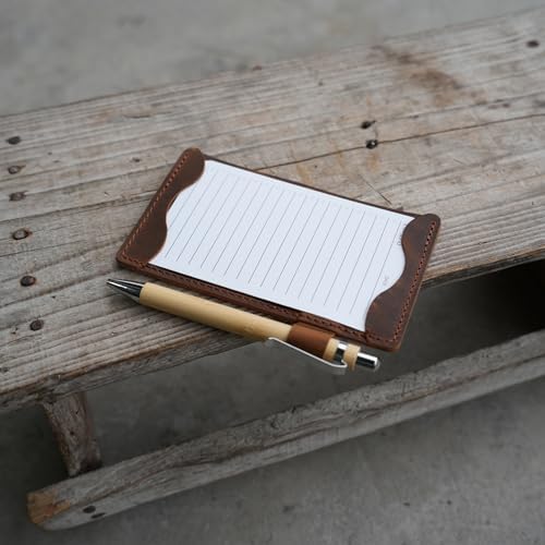 Genuine Leather Note Index Card Holder Slim Pocket Sleeve 3 x 5 Cover for Travel Sleeve 3" x 5" (12.7cm x 7.6cm) Vertical Note Card Case Weatherproof 05 (Brown, 3 x 5) - Image 4