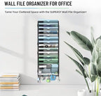 SUPEASY 15-Tier Wall File Organizer with Hooks, Wall Mounted Mail Organizer - Image 7