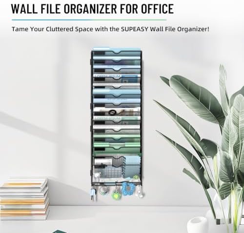 SUPEASY 15-Tier Wall File Organizer with Hooks, Wall Mounted Mail Organizer - Image 7
