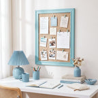 Pinkunn 13"×17" Linen Fabric Bulletin Board with Ribbon Wall Decor, Blue - Image 4