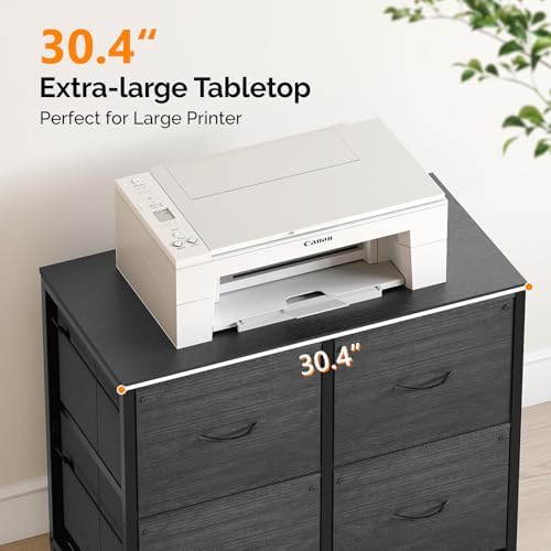 VINGLI Drawer File Cabinet Rolling Mobile Under Desk with Wheels, Fabric Drawers Printer Stand for Home Office, Fits Letter Size (Black, 4 Drawers) - Image 7