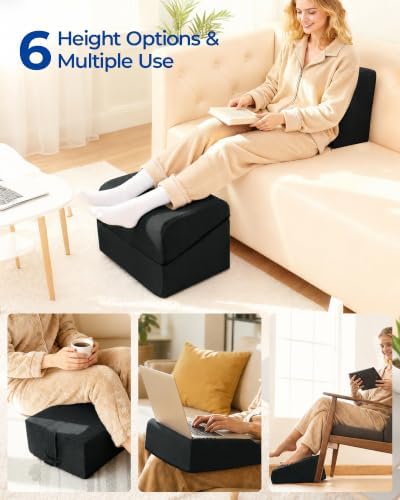 Kayfia Adjustable Heights Foot Rest for Under Desk at Work, Black - Image 3