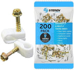 STEREN Coaxial Cable Clips - Cable Holders - White - 200 Pack by STEREN