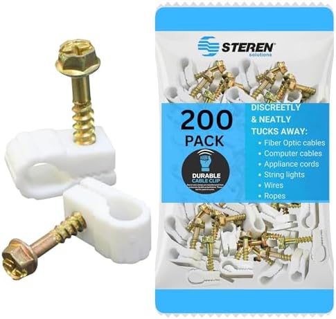 STEREN Coaxial Cable Clips - Cable Holders - White - 200 Pack by STEREN