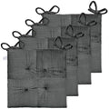 Office Stacking Chair Cushions 4 Pack, Corduroy High Density Foam Kitchen Seat Cushions with Ties, Square 17" x 17" Indoor Non-Slip Dining Chair Pads, Grey，4pcs by Zalvox