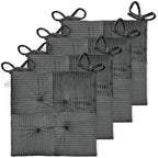 Office Stacking Chair Cushions 4 Pack, Corduroy High Density Foam Kitchen Seat Cushions with Ties, Square 17" x 17" Indoor Non-Slip Dining Chair Pads, Grey，4pcs by Zalvox