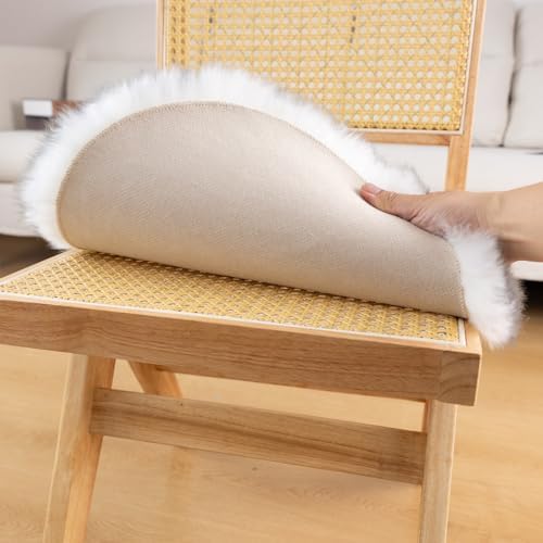 LLB Sheepskin Chair Pads - Office & Dining Room Chair Cushions (16.5" Round, Pack of 1), Grey - Image 3