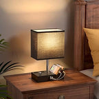 Black Table Lamp for Bedroom - Stepless Dimmable, USB C+A, 2 AC Outlets - Image 5