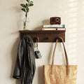 Entrance Coat Rack ，Coat Hooks, Wall-Mounted Wooden Hook Rack, Wall-Mounted Shelves are Very Suitable (Walnut Color Finish—A-1) by CreatedOn2005