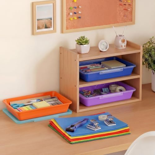Tinlade 12 Pcs Classroom Paper Storage Bins with Lids, Vibrant, 13x10in - Image 6